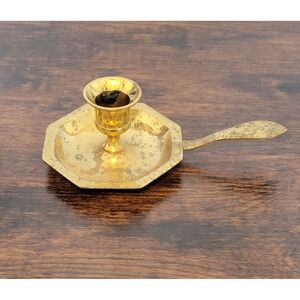 Vintage Brass Candlestick  Holder With Handle MCM